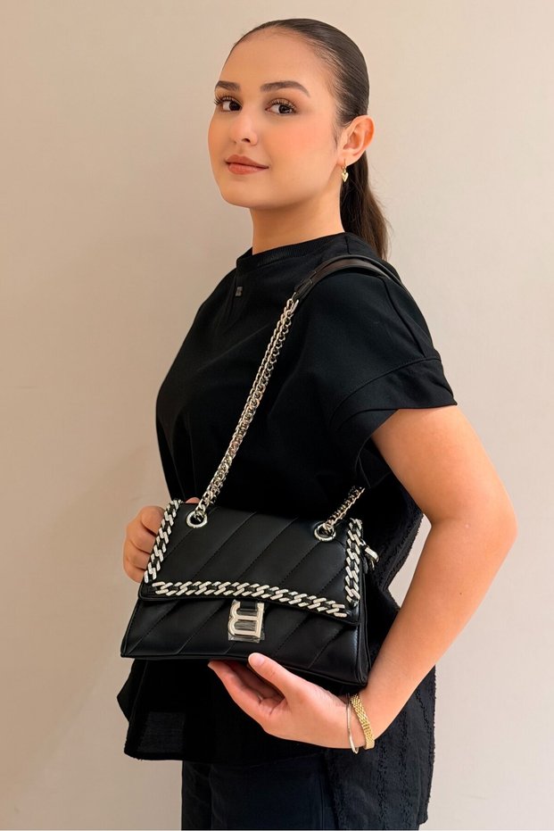 Bags Stone-Embellished Chain Embroidered Crossbody Bag