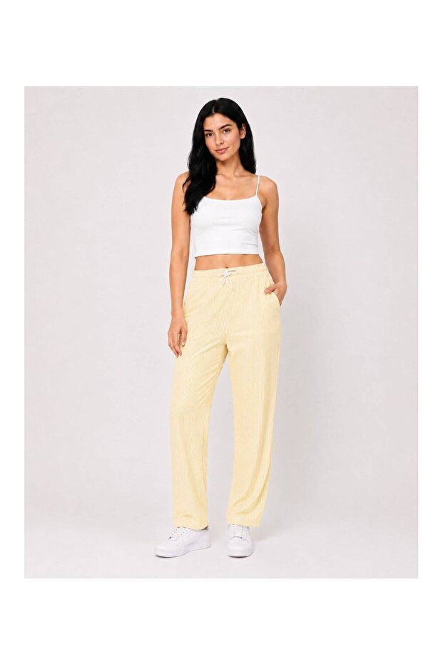 Women's Waterway Striped Summer Trousers - Yellow