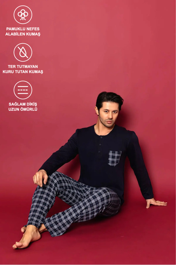 Men's Long Sleeve Pajama Set New Season 6722