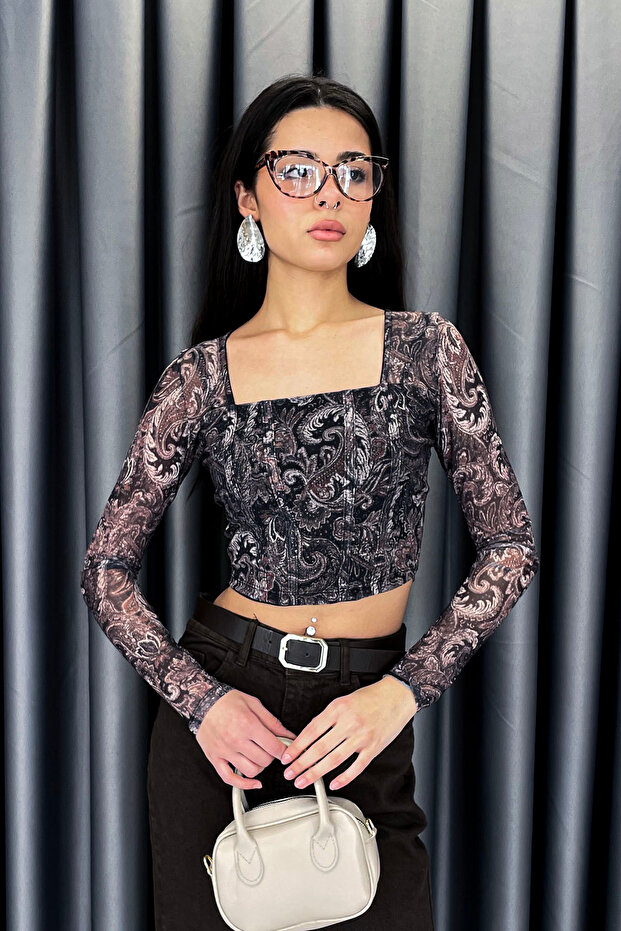 Noa Noa Tulle Square Neck Blouse - Black Black