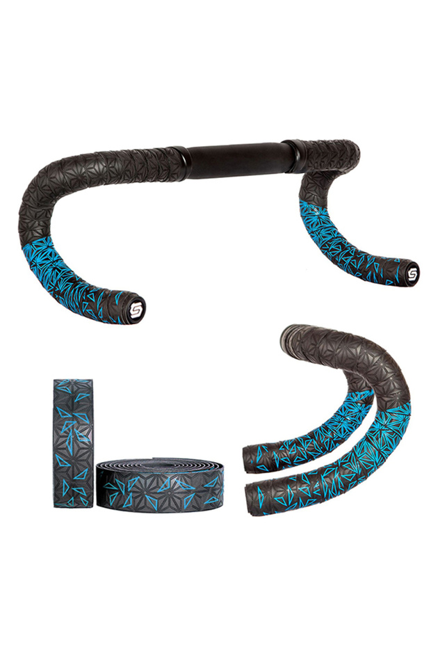 Black blue 1pair New Bike Tape Double-Color Road Bicycle Chrysanthemum Pattern Bar Tape EVA+PU Oft A