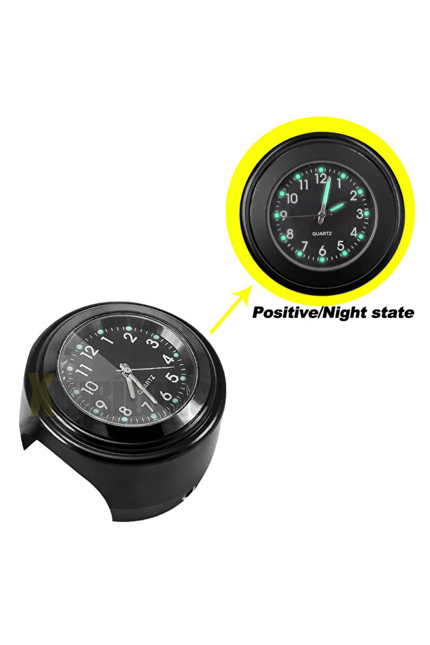 Black Black Waterproo Universal 7/8 Motorcycle Handlebar Mount Quartz Clock Watch Luminous Aluminum