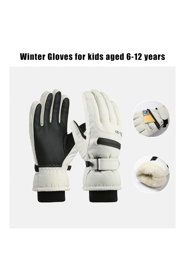 Rice Children Winter Waterproof Gloves Warm Snow Gloves Boys Girls Ski Gloves Running Hiking Riding