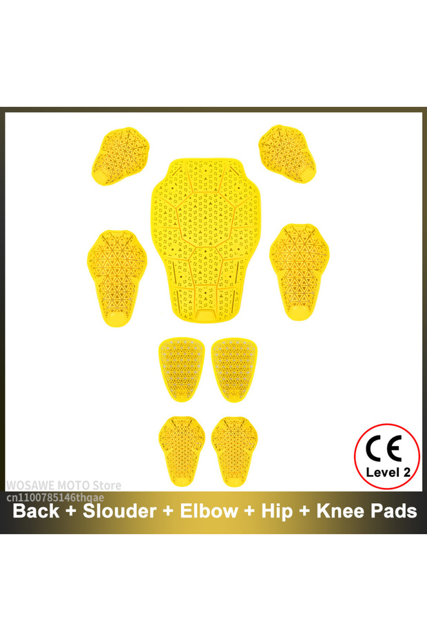 One Size Yellow 9Pcs Set WOSAWE CE Level 1/2 Motorcycle Body Protection Pad Universal Motocross Raci