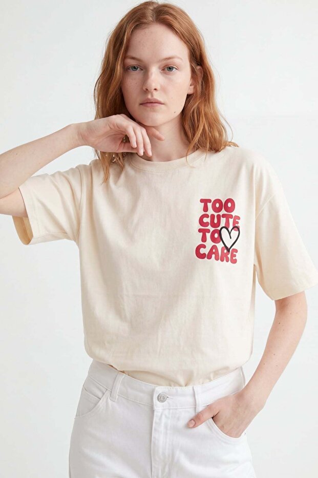 Too Cute to Care Printed Oversize T-Shirt
