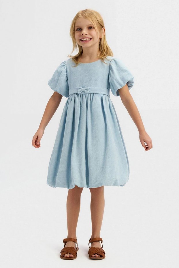 4-8 Years Old Mila Luna Girl's Dress-Blue