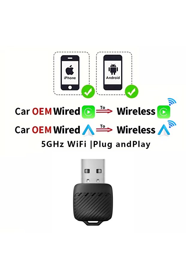 Carplay and Auto B 2 in 1 AI Box Mini Adapter Wired to Wireless Carplay&Android Auto Compatible with