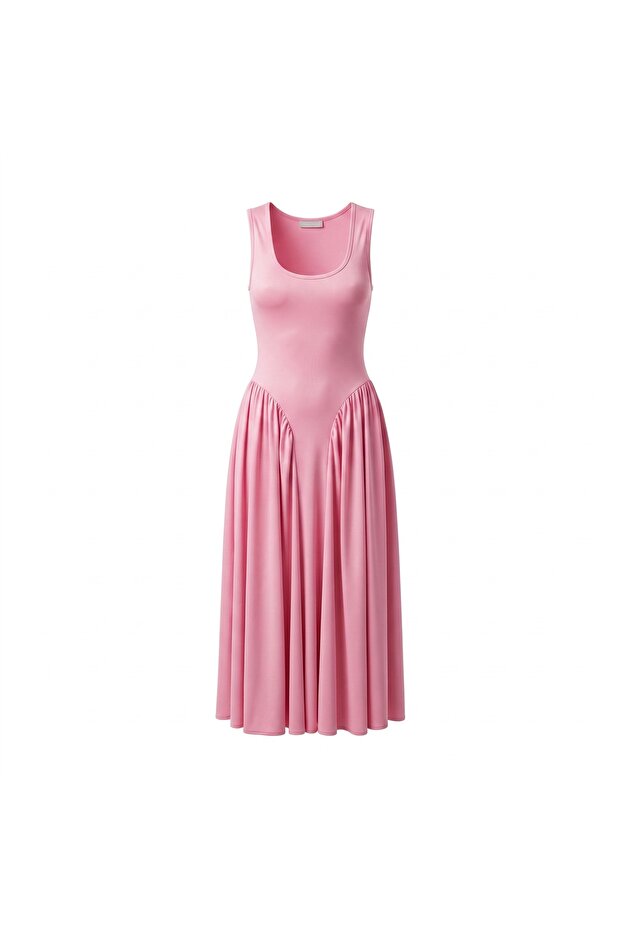 Women's Square Neck Thick Strap Design Dress