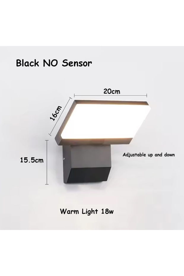 مصباح حائط خارجي أسود بدون مستشعر LED مقاوم للماء IP65 بقدرة 18 وات قابل للطي مصابيح حائط حديثة للحديقة