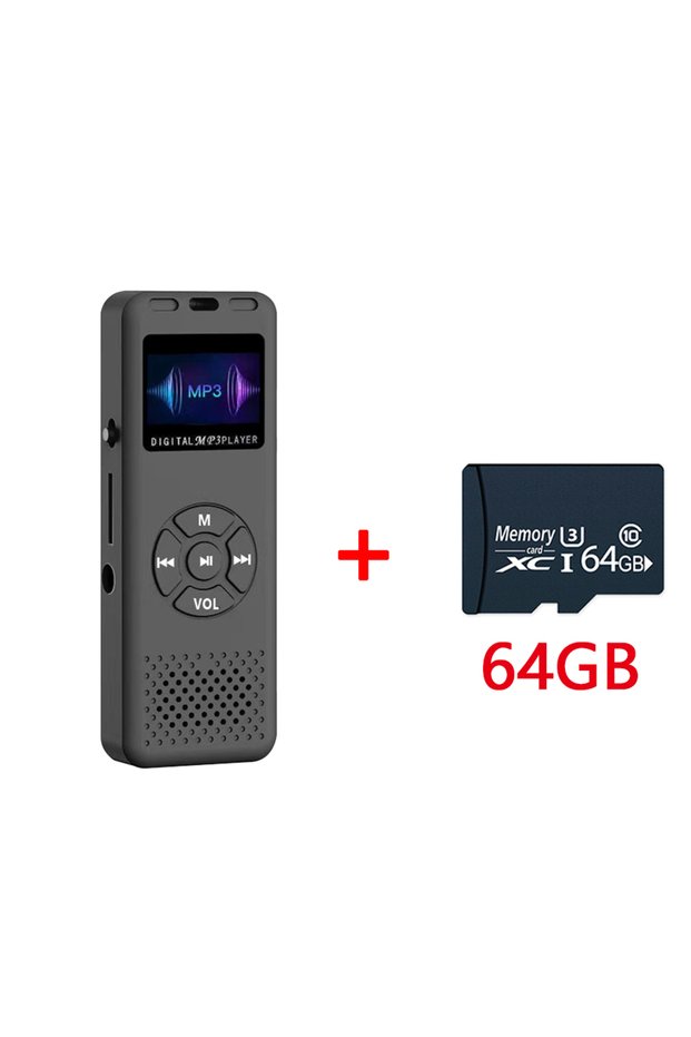 Black with 64GB Digital Audio/Sound/Voice Recorder Mini MP3 Player Voice Recorder FM Radio HiFi Soun
