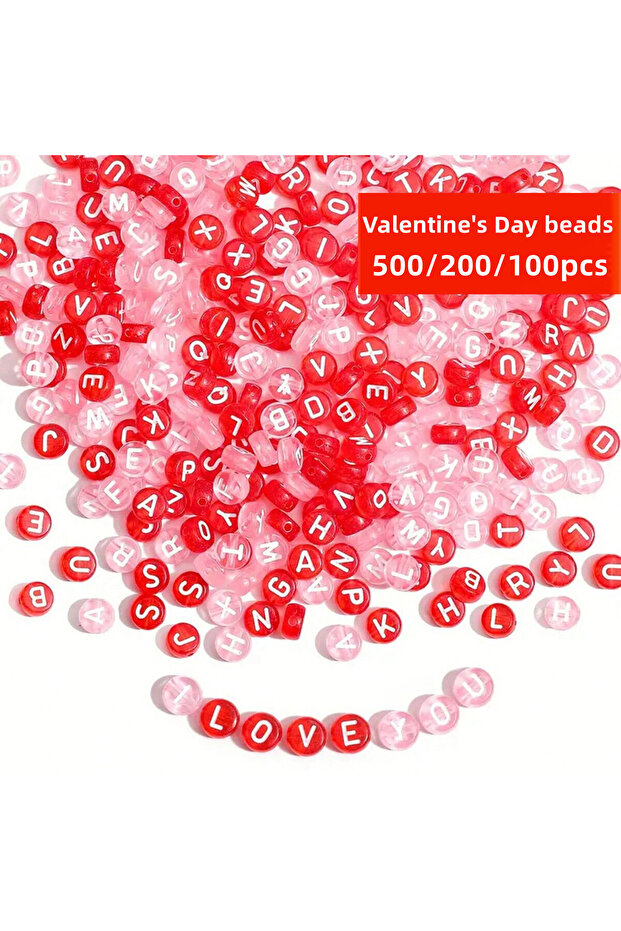 500pcs Mixed-Pink-Red 500/200/100pcs 7mm Random Style Pink, Valentine's Day Colors, For Necklace Bra