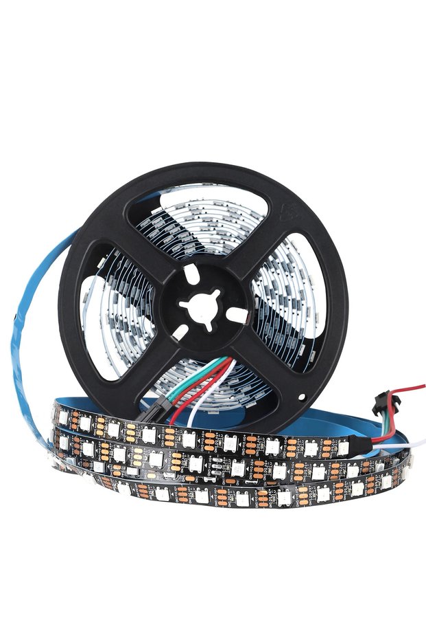 5M IP30 60LEDs Black PCB WS2812B DC5V 5V RGB Colored Light RGBIC 5M WS2812B 5050 Smart Waterproof LE