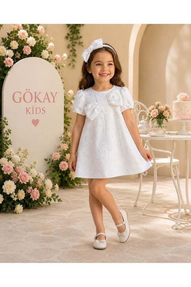 Girl's 36189pr bow detail dress