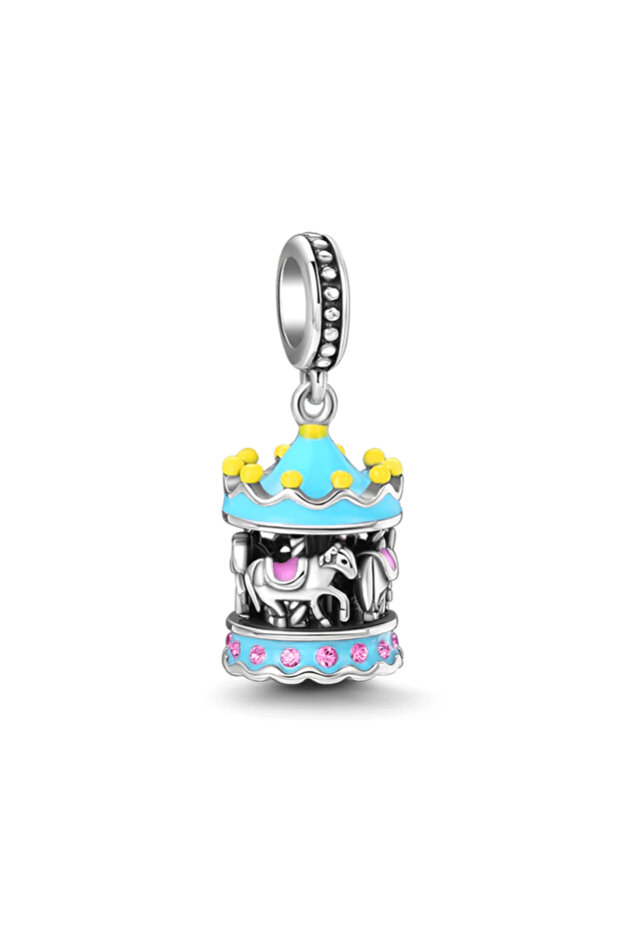 A1944lan Beautiful 925 Pure Silver Casual Series Rubik's Cube Dice Carousel Pendant Beads fit Origin