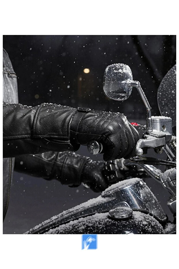 Men's Inflatable Faux Leather Biker Gloves with Fur Inside