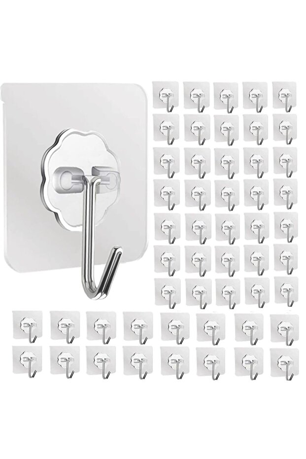50PCS Waterproof and Oilproof Wall Hooks, Sticky Hooks for Kitchen Bathroom Shower Door Outdoor Wall