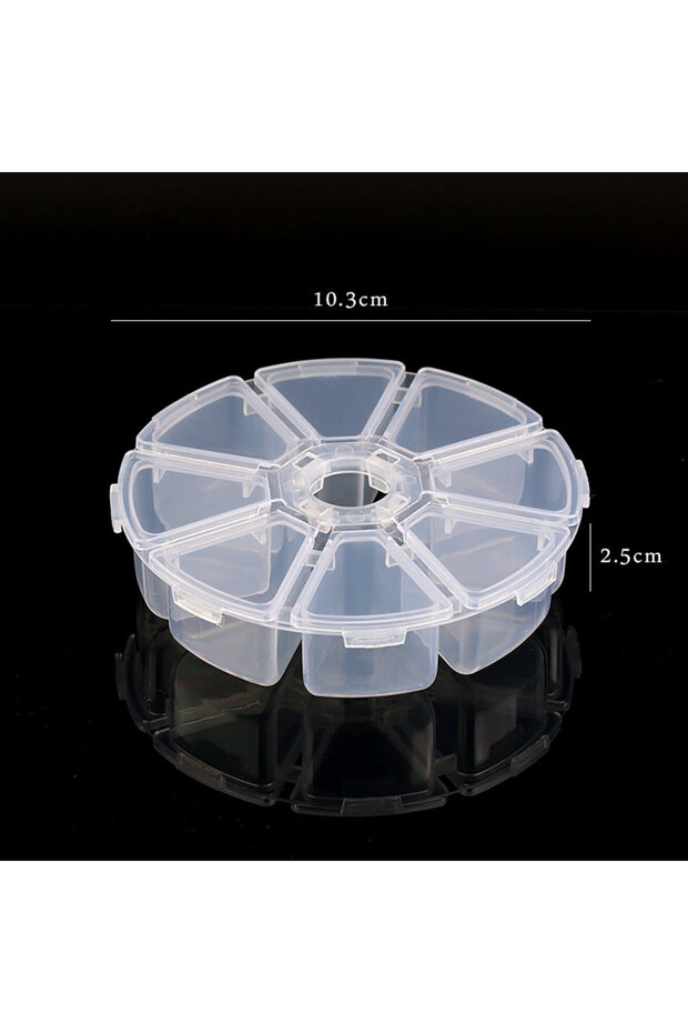 8 slots 6 Slots/8 Slots Round Compartment Plastic Storage Box for Beads Earrings Adjustable Jewelry