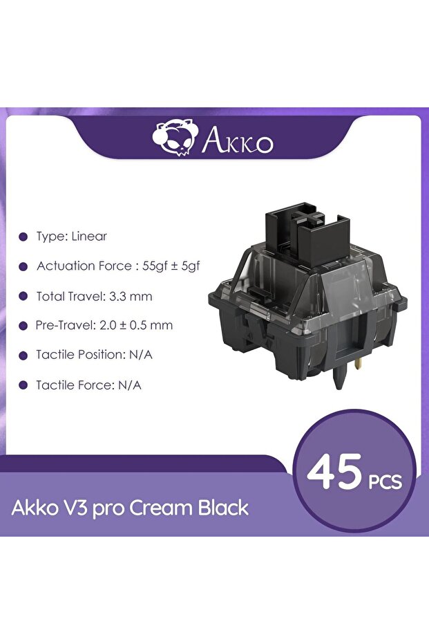 مفاتيح Akko V3 Pro باللون الأسود الكريمي، مفاتيح لمسية/خطية للوحة المفاتيح الميكانيكية، عبوة من 45 قطعة R