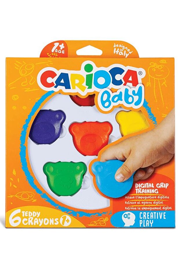 Teddy Shaped Non-polluting Crayons 6 Pack