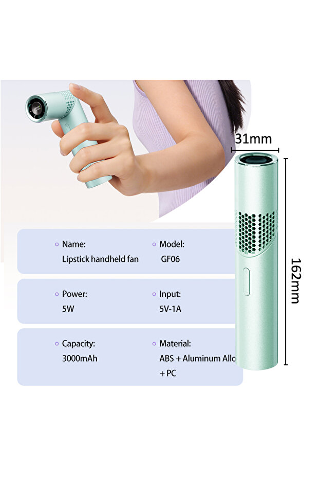 TS82-GF06-GN Foldable Handheld Small Fan Outdoor Mini High-Speed with 199 Levels Portable USB Chargi