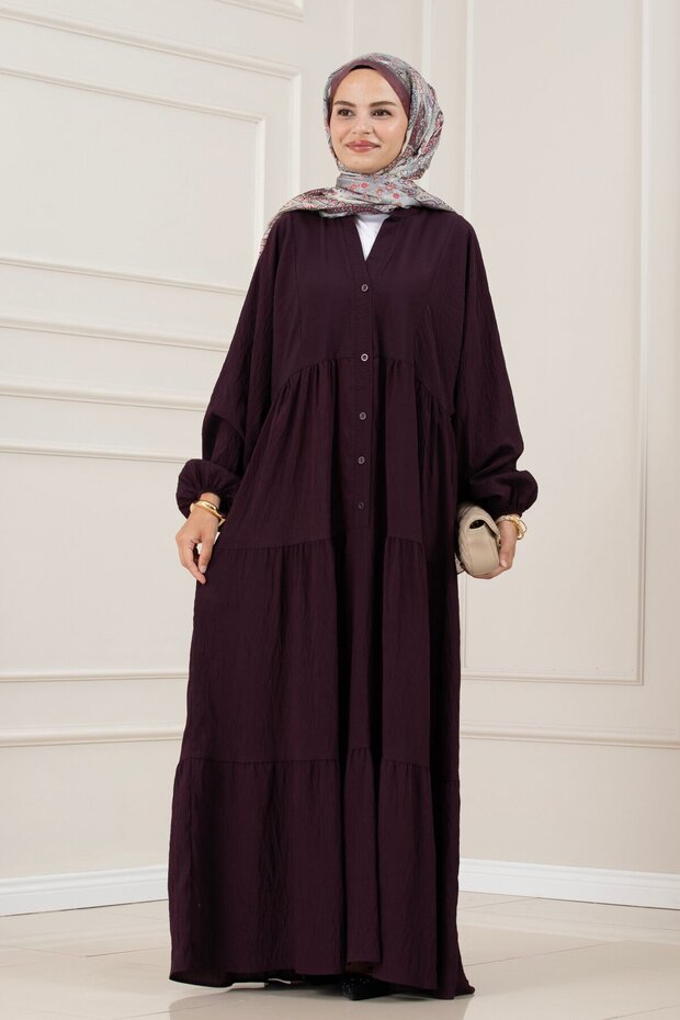 Lilyum Fabric Robal Katya Dress-Mürdüm