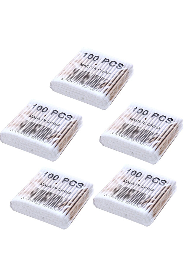 500pcs 500/100 Round Headed Cotton Swabs Double Round Headed Cotton Swabs, Bamboo Sticks Precision P