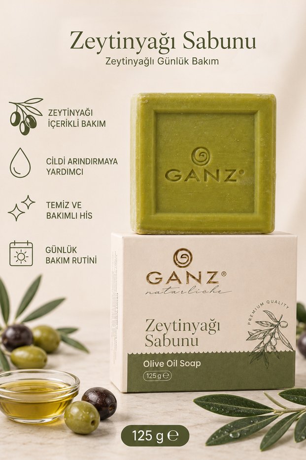 Olive Oil Soap - Facial Skin Cleansing Bar Soap 125 Gr