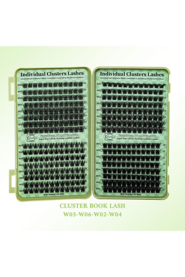 MIX 0.07mm D 384PCS W05W06W02W04 LASHSUN Lash Clusters book DIY Eyelash Extensions Clusters Lashes b
