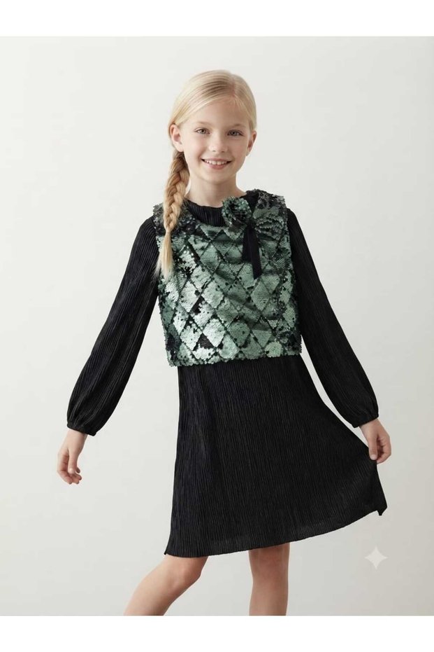 Girl's Burgundy Sequin Velvet Evening Dress with Bolero