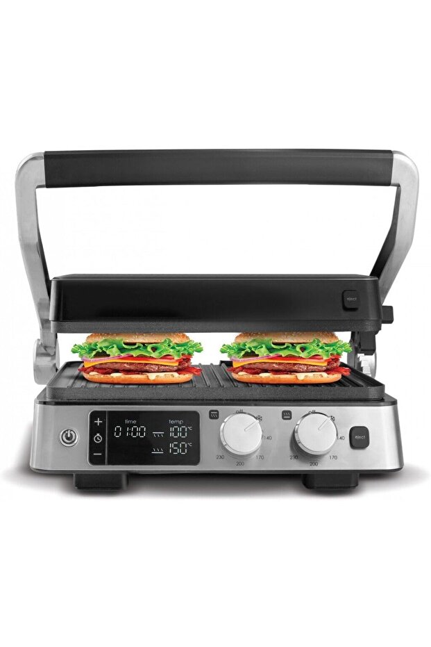 5-Stage Premium Double-Sided Grill and Toaster with 6 Slice Capacity
