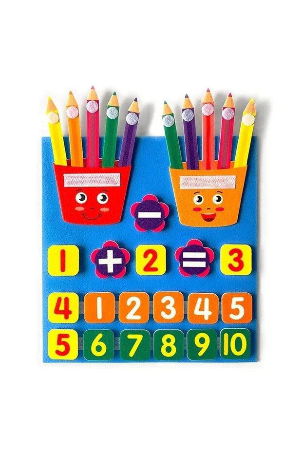 Blue Felt Learning Board Children Educational DIY Toy Addition Subtraction Finger Arithmetic Teachin