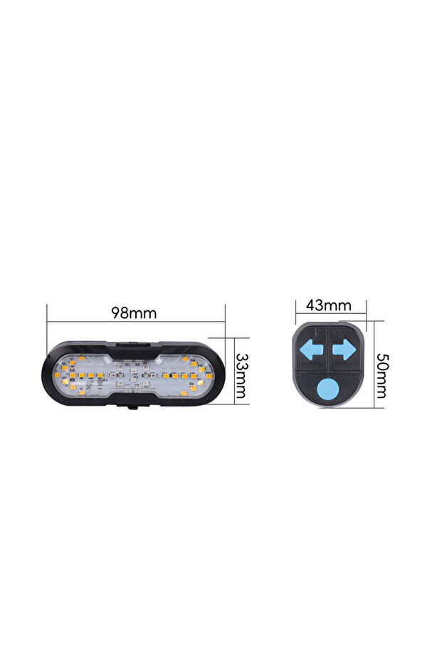 black Rechargeable Bike Tail Light with Turn Signal Bicycle Lights Wireless Remote Control Cycling W