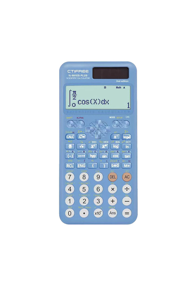 آلة حاسبة علمية زرقاء FC-991 ES PLUS مع 417 وظيفة وشاشة عرض 10+2 خانة ثنائية الاتجاه