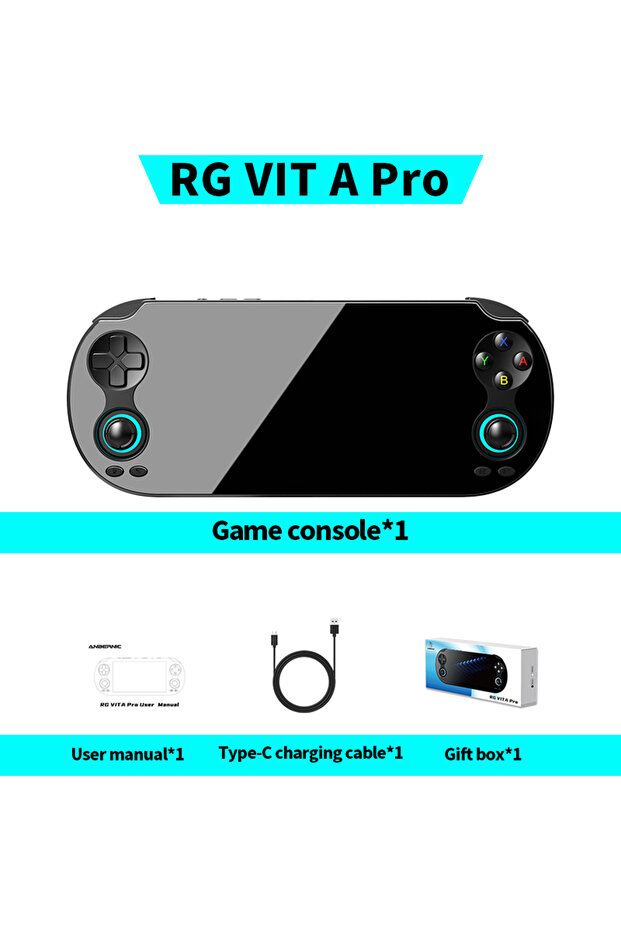 Standard (No Games) RG VITA Pro Black ANBERNIC RG VITA Pro Handheld Game Console IPS Touchscreen 500