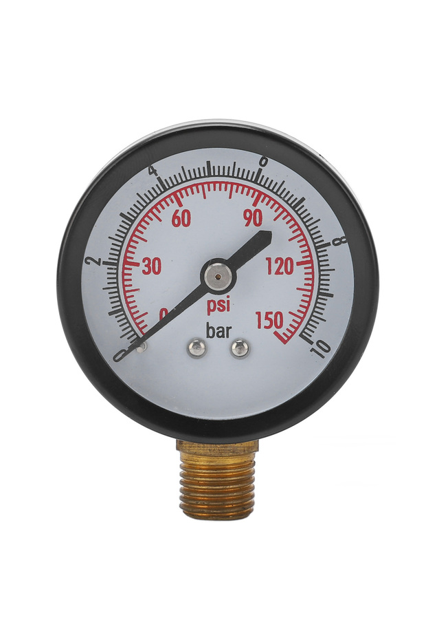 A Pressure Gauge G1/4in Connection Standard Range Vertical Pressure Meter Alloy Steel and Brass for