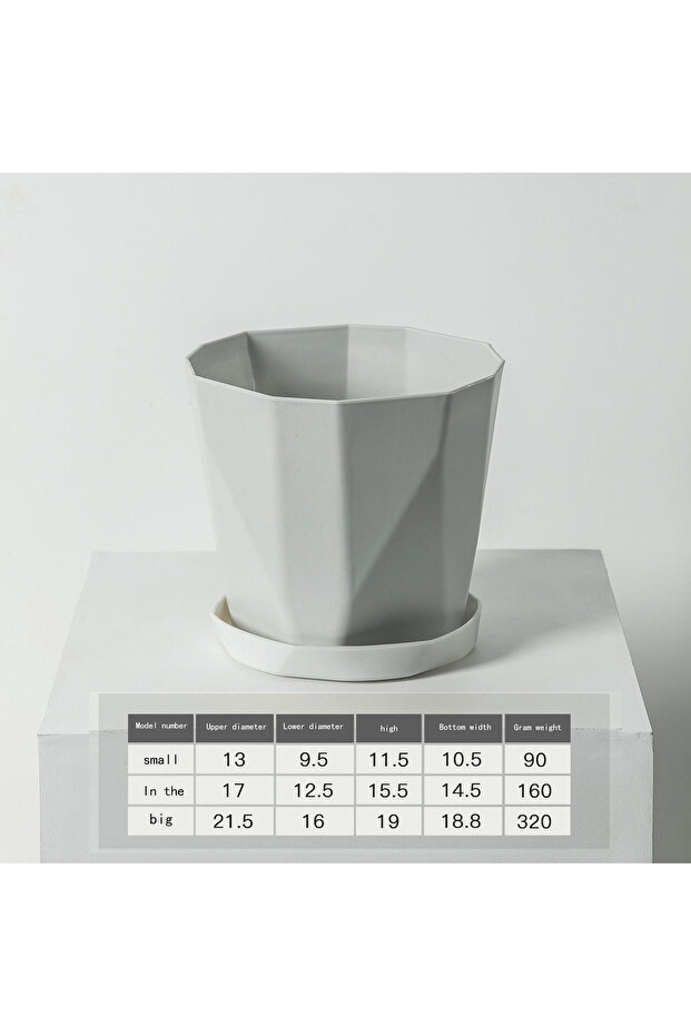 Medium light gray Plastic Flower Pots for Indoor and Outdoor, Large-Diameter Flower Pots, Succulent