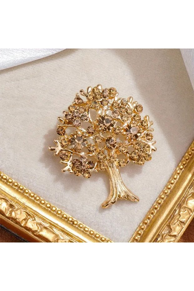 golden Fashion Elegant Tree of Life Brooch for Matching Clothing & Banquets, Parties & Gifts, Suit