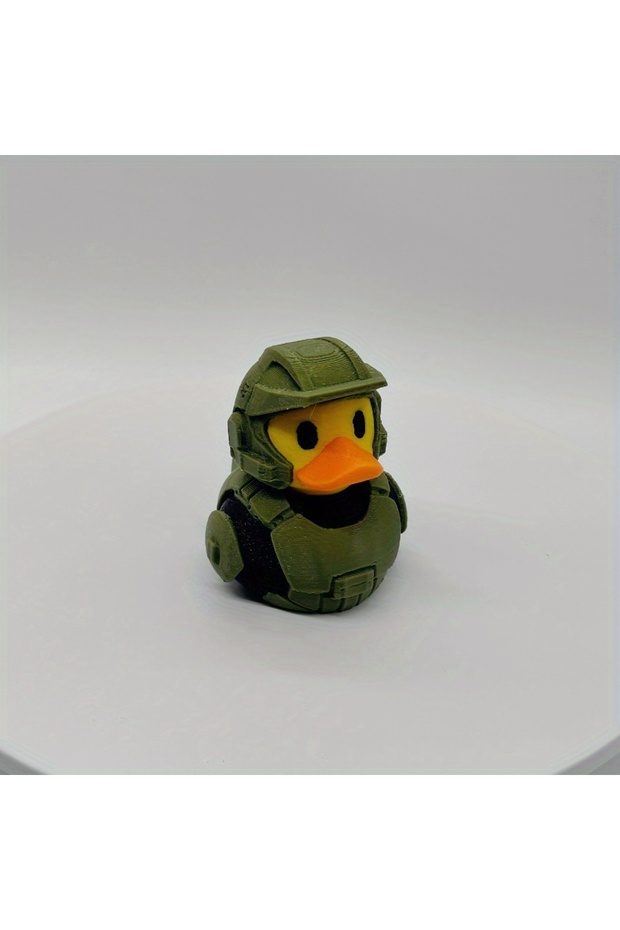 Green Soldier Duck Statue, Durable Plastic Interior/outdoor Decoration in Olive Green and Blac...