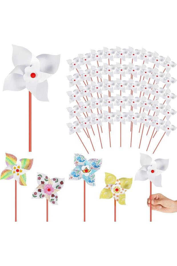10pcs 10pcs DIY Paper Pinwheel Bulk White Blank Paper Pinwheel Craft Kits Boys Girls Summer Activiti