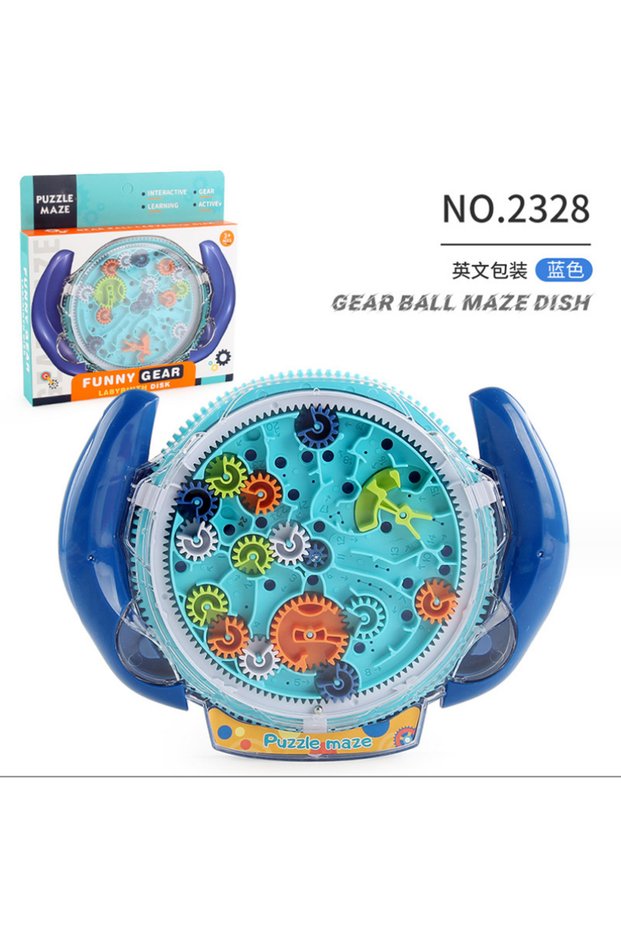 Blue Creative 3D Puzzle Funny Gear Labyrinth Disk Gear Balance Ball Maze Wheel Dish IQ Puzzle Educat