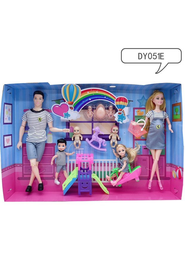 No Box DYo5 1E Doll Accessories Baby Dolls Pregnant Mom Father Children Family Set Christmas Birthda