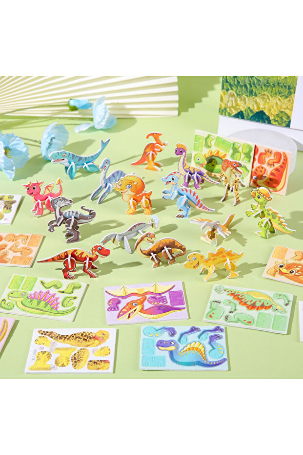 C 30Pcs Random 30pcs/set 3D Cartoon Puzzles Educational Toys Insect, Dinosaur, Animal, and Vehicle T