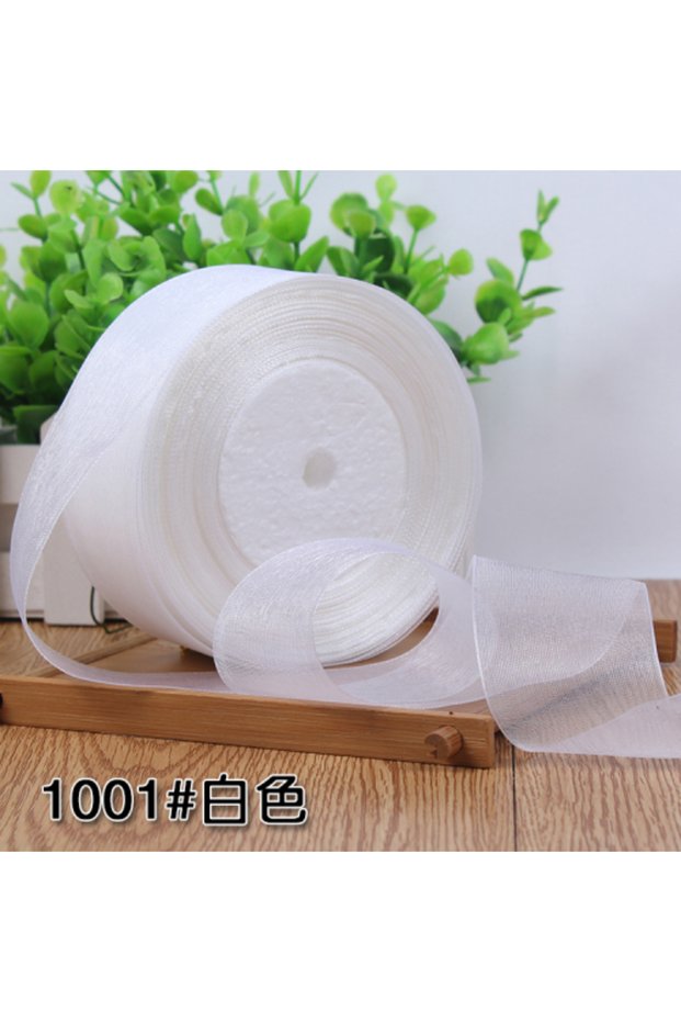 Organza 12mm white 45meter/roll 12/15/20/25/40mm Organza Ribbons Wedding Christmas Birthday Party De