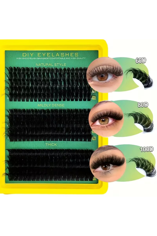 Huanghe--01 300 Clusters Eyelash Extension Set - Soft Russian DD Curl, Varied Lengths 10-16Mm, 0.07M