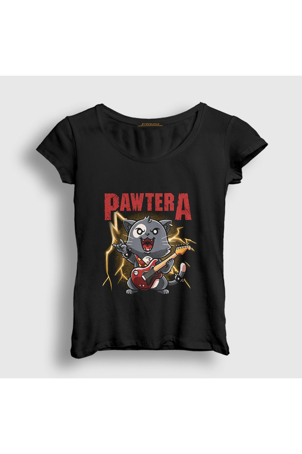 Women's Black Pawtera Pantera Cat T-Shirt 579073Tt