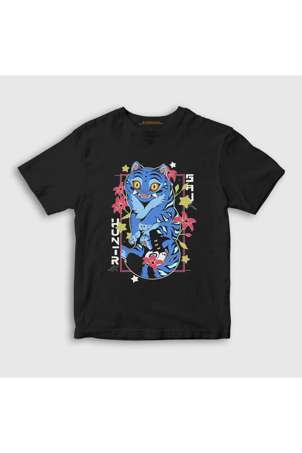 Unisex Kids Black Blue Tiger K Pop Demon Hunters T-Shirt 570989Tt