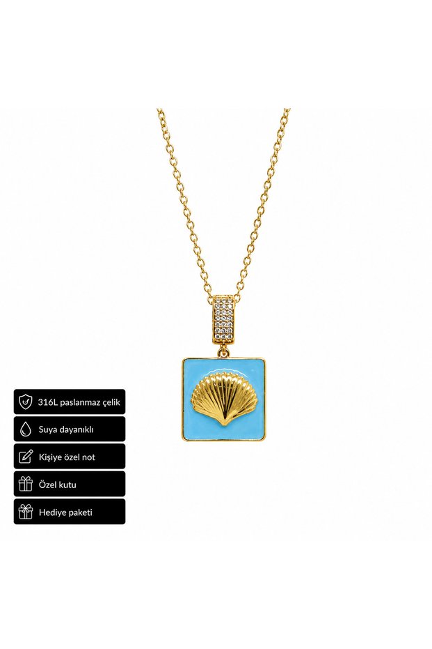 316L Stainless Steel Seashell Figured Blue Ground Pendant Gift