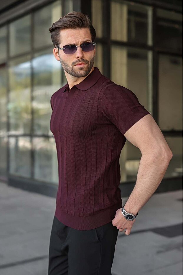 Mürdün Slim Fit Polo Collar Knitwear Men's T-Shirt E7491