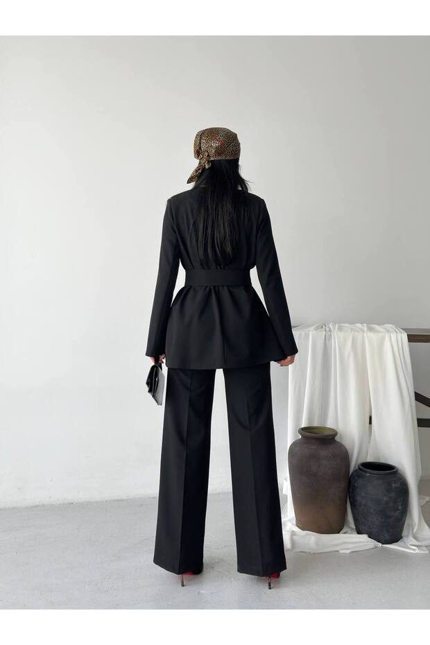 Premium Fit Kemerli Blazer Pantolon İkili Takım - 6