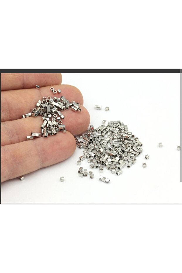 100 Pieces of 3 mm Silver Brass Non-Tarnishing Cube Beads Spacer
